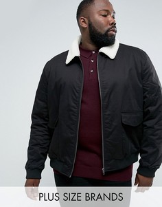 Куртка Харрингтон с клетчатой подкладкой и воротником из искусственного меха French Connection PLUS-Черный