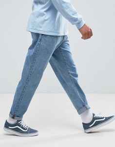 Синие джинсы со складками ASOS DESIGN-Синий