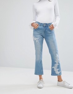 Расклешенные джинсы с вышивкой Uncivilised-Синий