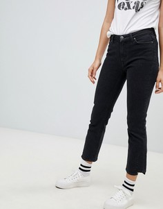 Узкие джинсы с завышенной талией и асимметричным краем MiH Jeans Niki-Черный