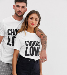 Белая футболка из органического хлопка с принтом "Choose Love" Help Refugees-Белый