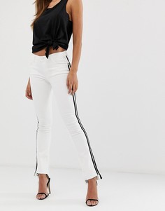 Белые укороченные джинсы с легким клешем с черными полосками Replay-Белый