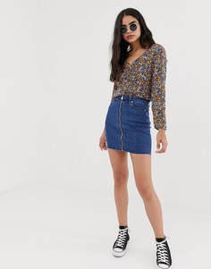 Джинсовая юбка на молнии Only Pearl-Синий