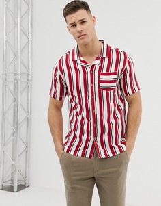 Рубашка в полоску в стиле "боулинг" с отложным воротником и короткими рукавами Soul Star-Красный