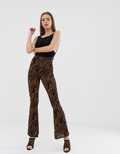 Расклешенные брюки с принтом "зебра" Missguided-Мульти