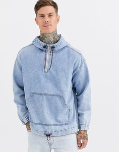 Джинсовая куртка с карманом \"кенгуру\" Bershka-Синий