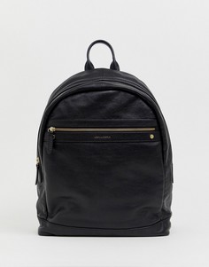 Черный кожаный рюкзак с золотистыми молниями и тиснением ASOS DESIGN