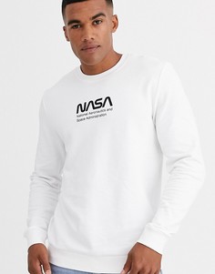 Белый свитшот с круглым вырезом и логотипом NASA от Only & Sons
