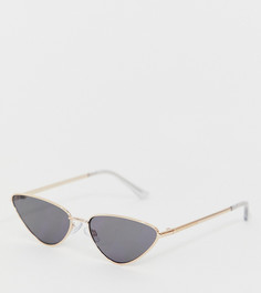 Эксклюзивные солнцезащитные очки "кошачий глаз" с золотистой тонкой оправой и черными стеклами South Beach-Золотой