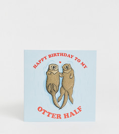 Эксклюзивная открытка на день рождения с принтом "otter half" Central 23-Мульти