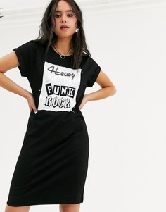 Платье-футболка с надписью \"punk rock\" Love Moschino-Черный