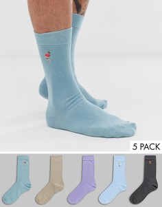 Набор носков с тропическим принтом Burton Menswear - 5 пар-Синий