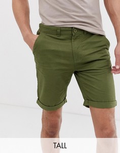 Узкие шорты чиносы с отворотами D-Struct Tall-Зеленый