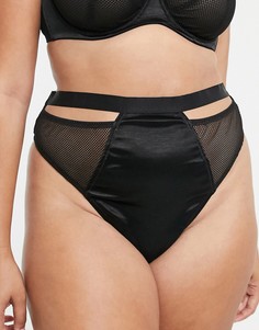 Стринги в сеточку с эффектом \"металлик\" ASOS DESIGN Curve Adila-Черный