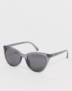 Серые солнцезащитные очки в прозрачной оправе Weekday-Серый