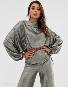 Футболка с длинным рукавом с драпировкой (из комплекта) ASOS DESIGN-Серый