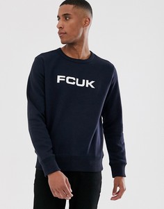 Свитшот с круглым вырезом и логотипом "FCUK" French Connection-Темно-синий