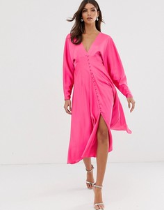 Атласное платье миди ASOS EDITION-Розовый