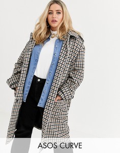 Дафлкот в клетку ASOS DESIGN Curve-Мульти