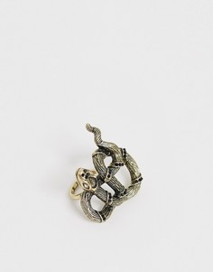 Серебристое кольцо с дизайном "змея" Sacred Hawk-Серебряный