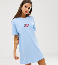 Платье-футболка в стиле oversize с вышитой надписью "Los Angeles" Daisy Street-Синий