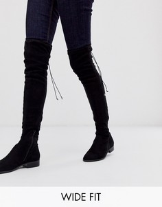Черные ботфорты для широкой стопы и голени ASOS DESIGN Kayden-Черный