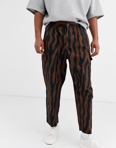 Коричневые брюки карго с зебровым принтом Obey Fubar-Коричневый