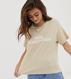 Бежевая футболка с надписью "new generation" Noisy May-Мульти