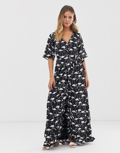 Платье макси с принтом фламинго Glamorous-Черный