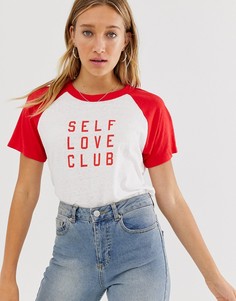 Футболка с надписью \"Self love club\" Monki-Мульти