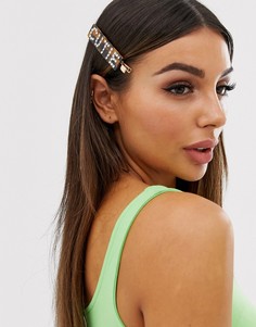 Черепаховая заколка для волос со словом "cutie" из стразов ASOS DESIGN-Мульти