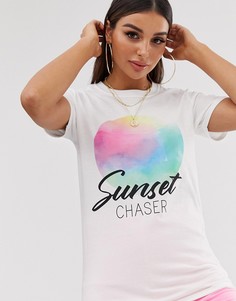 Белая футболка с надписью "sunset chaser" Missguided-Белый