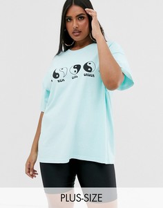 Свободная футболка с принтом \"инь-ян\" New Girl Order Curve-Зеленый