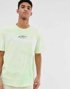 Зеленая футболка с надписью "LA" и принтом тай-дай Topman-Зеленый