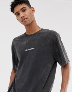 Черная выбеленная oversize-футболка Topman - Hollywood-Черный