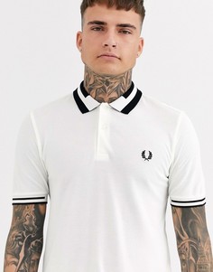 Белая футболка-поло с контрастным воротником Fred Perry-Белый