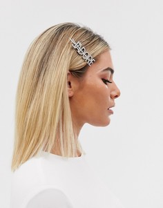 Заколка для волос с надписью "Jadore" из страз ASOS DESIGN-Серебряный