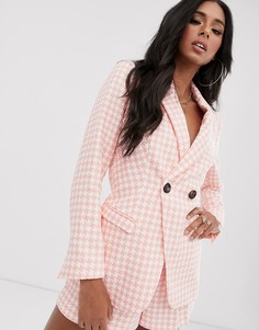 Розовый блейзер с узором "гусиная лапка" ASOS DESIGN-Мульти