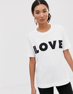 Футболка с надписью \"Love\" Love Moschino-Белый