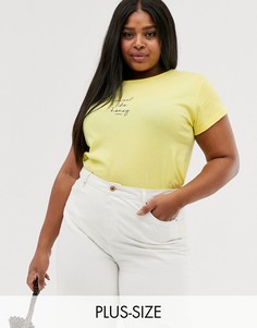 Лимонно-желтая футболка с надписью \"honey\" New Look Curves-Желтый