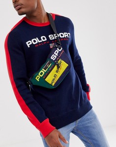 Разноцветная сумка-кошелек на пояс с логотипом \"polo sport\" Polo Ralph Lauren-Темно-синий