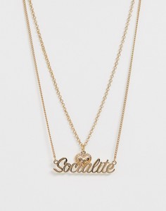 Ожерелье с подвеской-сердцем и словом "Socialite" Skinny Dip-Золотой Skinnydip