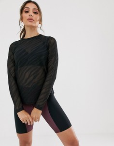 Свободный полупрозрачный лонгслив с узором "зебра" ASOS 4505-Черный