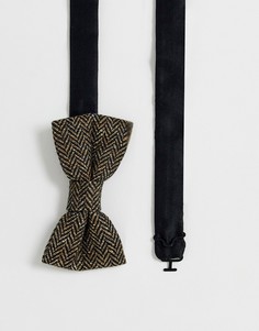 Коричневый галстук-бабочка с узором "в елочку" Twisted Tailor