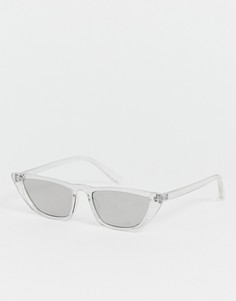 Квадратные солнцезащитные очки \"кошачий глаз\" с прозрачной оправой и серебристыми зеркальными стеклами ASOS DESIGN-Белый