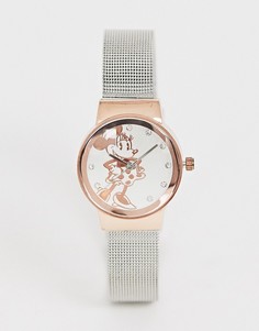 Женские наручные часы цвета розового золота с изображением \"Минни Маус\" Disney-Серебряный