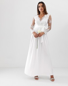 Платье с длинными рукавами и кружевной аппликацией Club L-Белый