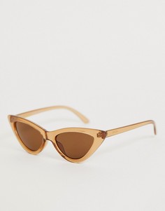Солнцезащитные очки "кошачий глаз" в прозрачной коричневой оправе Monki-Коричневый