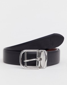 Черный/светло-коричневый кожаный двусторонний ремень Polo Ralph Lauren