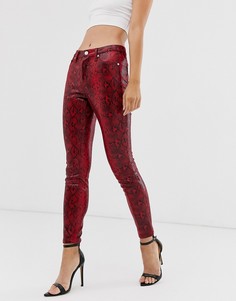 Блестящие джинсы скинни со змеиным принтом Blank NYC-Красный
